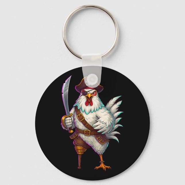 Pirate Chicken Funny Halloween Costume For Men Wom Keychain (Front)