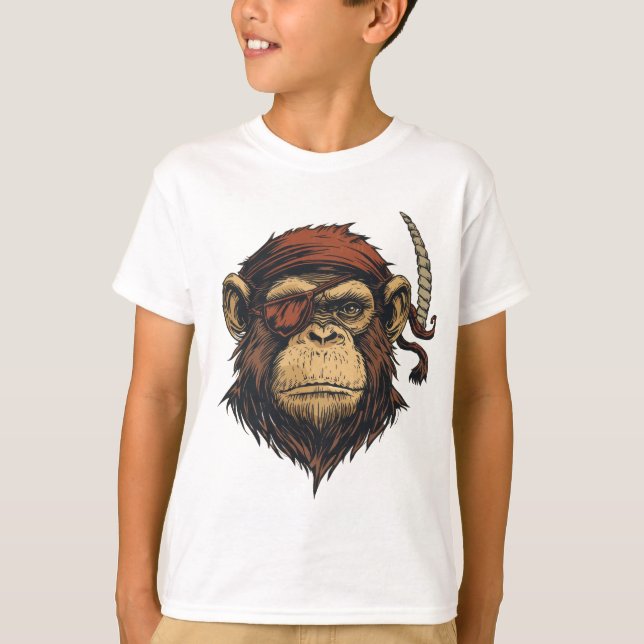 Pirate Chimp: Bold and Adventurous Design T-Shirt (Front)