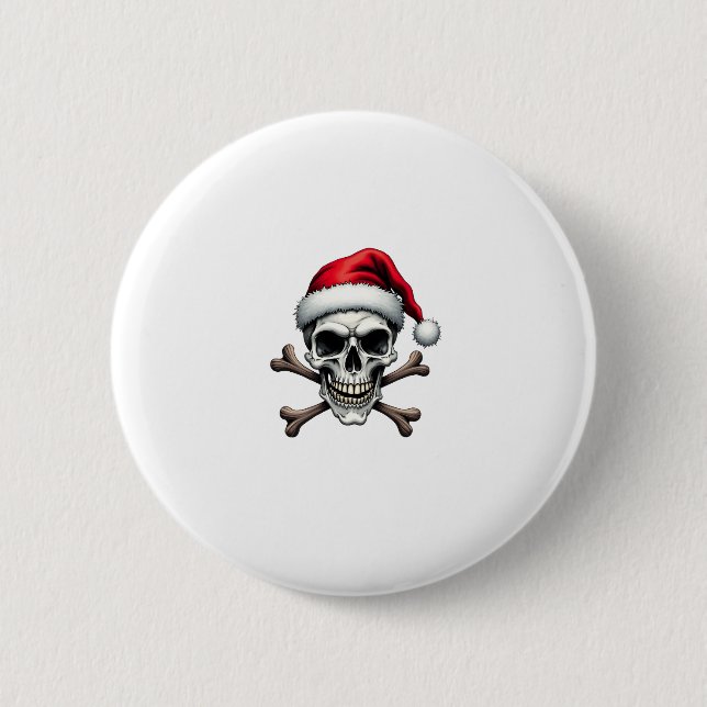 Pirate Christmas Skull & Crossbones Santa Hat. Got Button (Front)