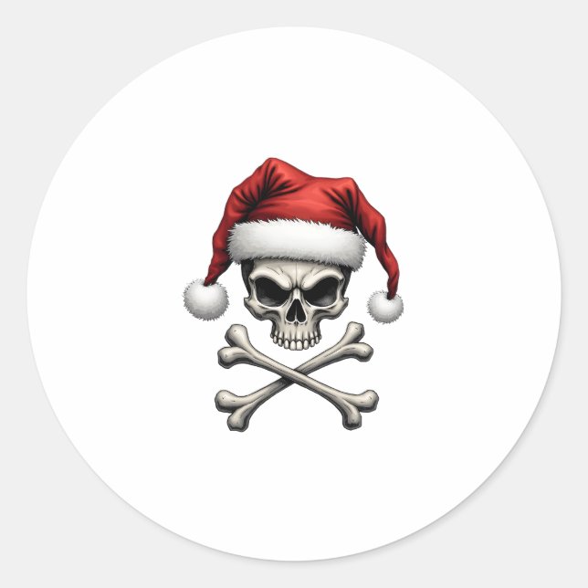 Pirate Christmas Skull & Crossbones Santa Hat. Got Classic Round Sticker (Front)