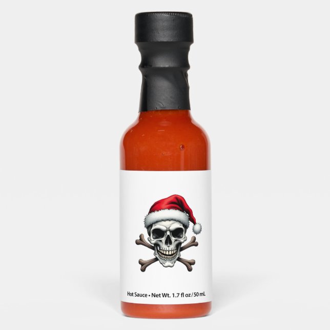 Pirate Christmas Skull & Crossbones Santa Hat. Got Hot Sauces (Front)