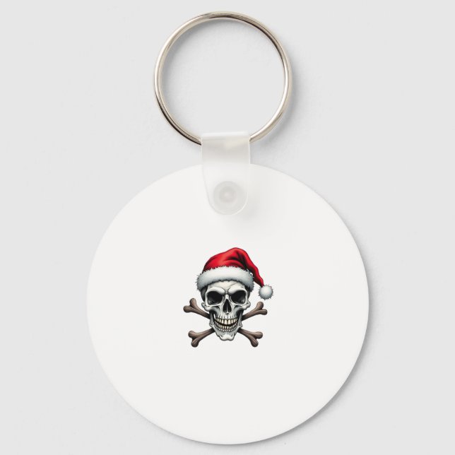 Pirate Christmas Skull & Crossbones Santa Hat. Got Keychain (Front)