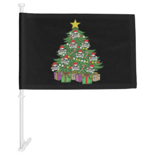 Pirate Christmas Tree Skull Crossbones Car Flag