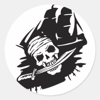 Pirate Clipper Ship Sword Skeleton Pirates Theme Classic Round Sticker