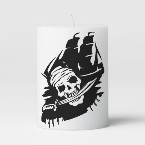 Pirate Clipper Ship Sword Skeleton Pirates Theme Pillar Candle