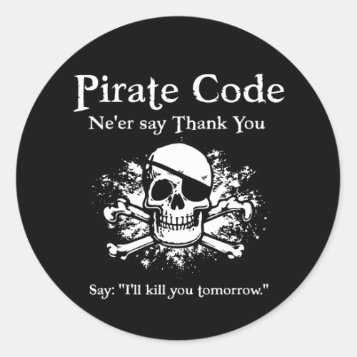 Pirate Code Thank You Classic Round Sticker
