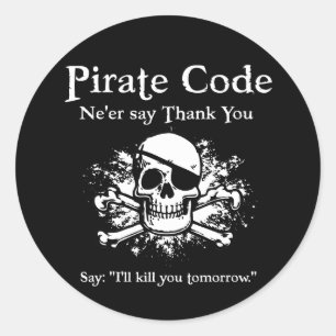 Pirate Code: Thank You Classic Round Sticker