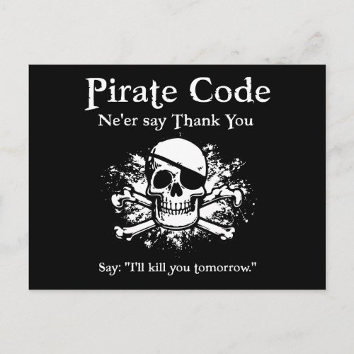 Pirate Code Thank You Postcard
