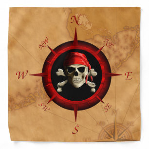 Pirate Compass Rose And Map Bandana