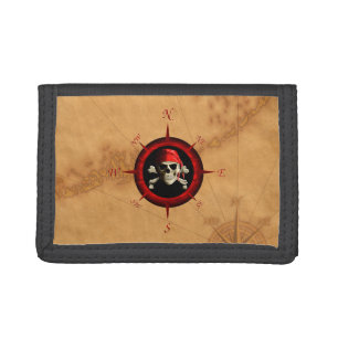 Pirate Compass Rose And Map Tri-fold Wallet