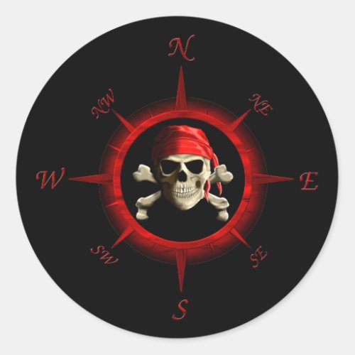 Pirate Compass Rose Classic Round Sticker