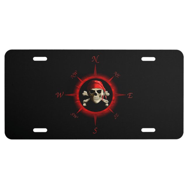 Pirate Compass Rose License Plate (Front)
