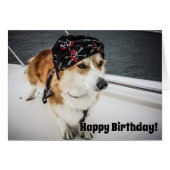 Pirate Corgi Birthday Card (Front Horizontal)
