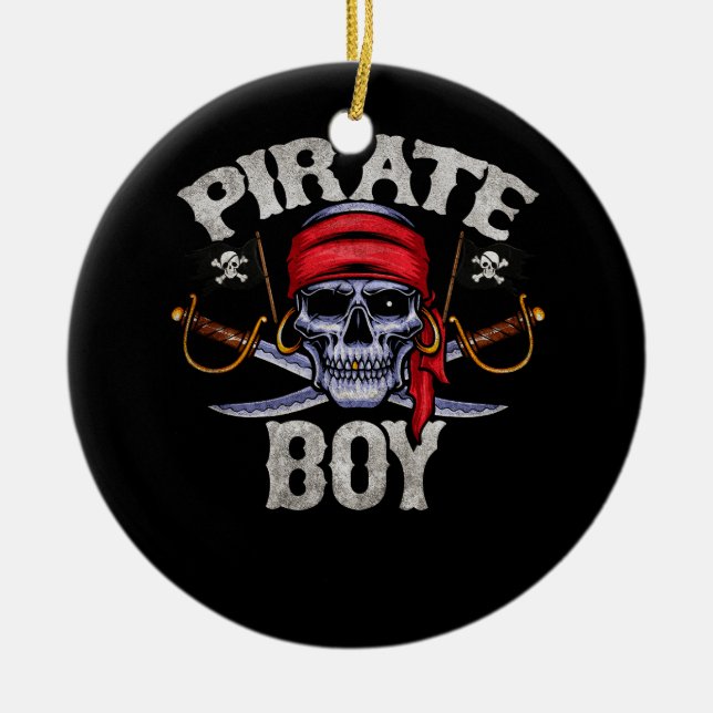 Pirate Costume Boy Captain Theme Party Halloween C Ceramic Ornament (Front)