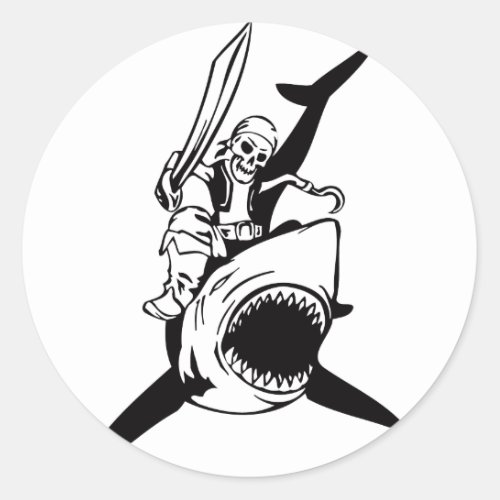 Pirate Costume Parties Accessories Skeleton Shark Classic Round Sticker