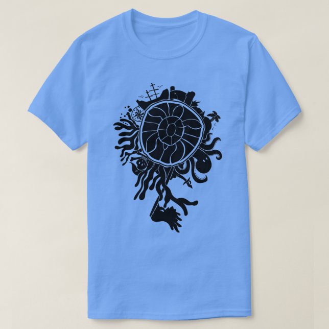 Pirate Crest Sea Turtle Long T-Shirt (Design Front)