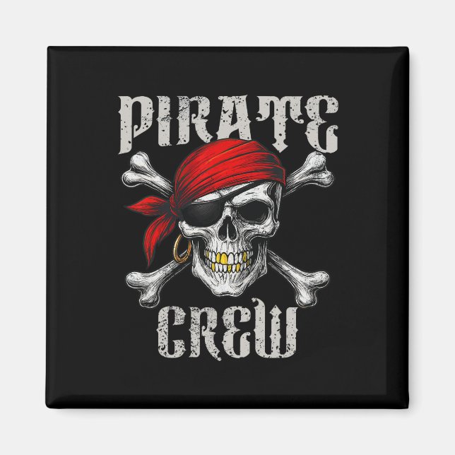 Pirate Crew Jolly Roger Flag And Skull Crossbones  Magnet (Front)