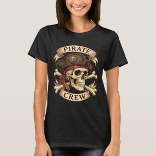 Pirate crew skull crossbones jolly roger flag  T-Shirt