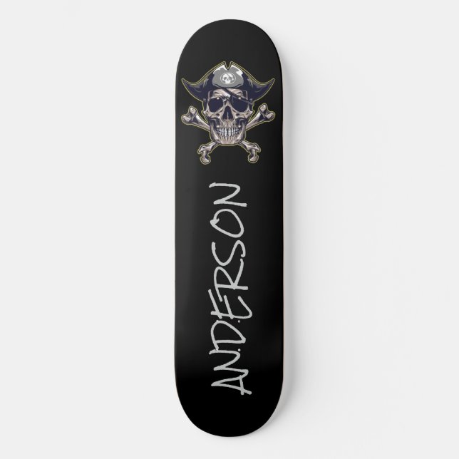  Pirate Cross Bones Personalized Skateboard (Front)