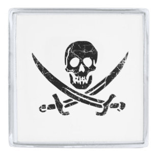 Pirate Cross Silver Finish Lapel Pin