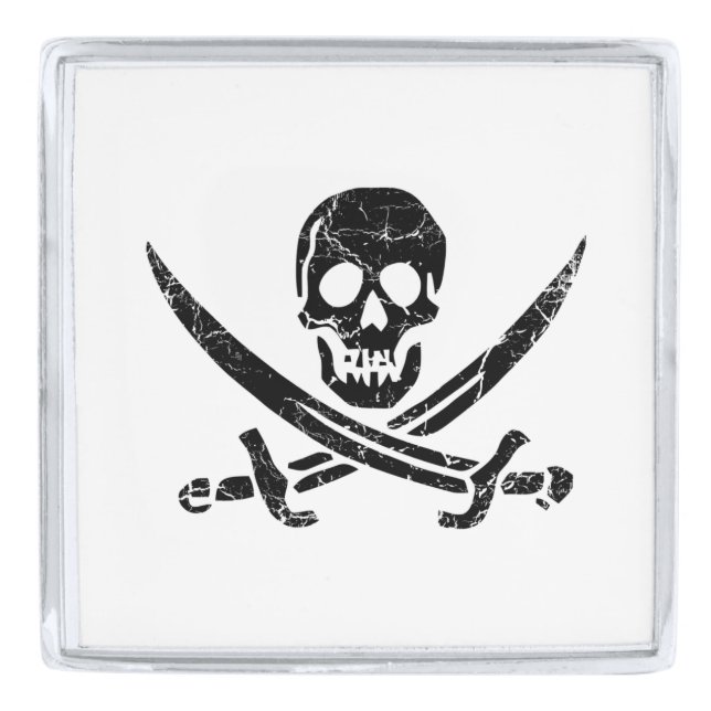 Pirate Cross Silver Finish Lapel Pin (Front)