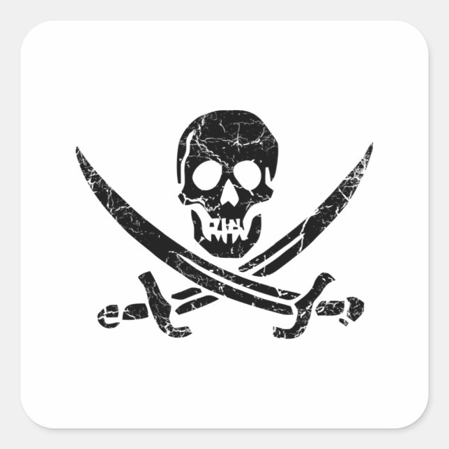 Pirate Cross Square Sticker (Front)