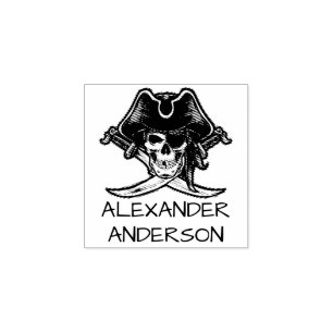 Pirate Cross Swords Personalize Rubber Stamp