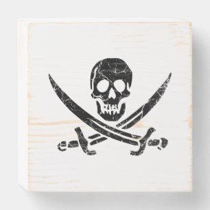 Pirate Cross Wooden Box Sign