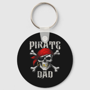 Pirate Dad Jolly Roger Flag And Skull Crossbones H Keychain