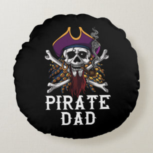 Pirate Dad Skull Sailor Crossbones Fathers Round Pillow