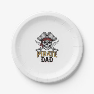 Pirate Dad Skull Sword Vintage Engraving Shirt_1 Paper Plates