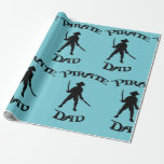 Pirate Dad with Simple Pirate silhouette and sword Wrapping Paper