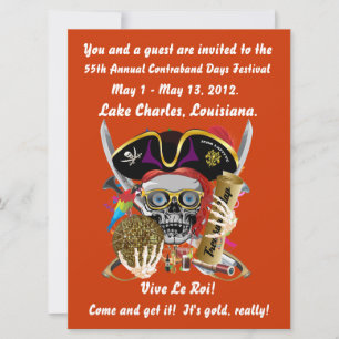 Pirate Days Lake Charles, Louisiana. 30 Colors Invitation