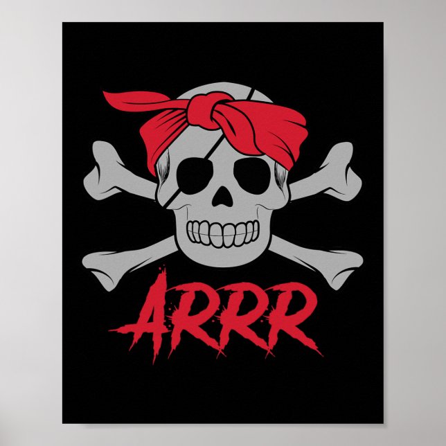 Pirate Dead Skull Wih Eye Patch Halloween  Poster (Front)