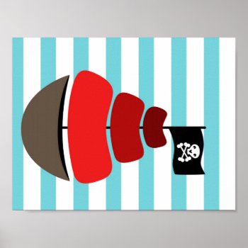 Pirate Design With Striped Background Poster by CateLE at Zazzle