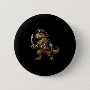 Pirate dinosaur dino trex halloween costume funny button