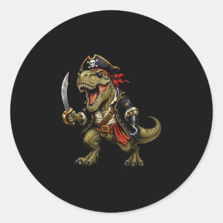 Pirate dinosaur dino trex halloween costume funny classic round sticker
