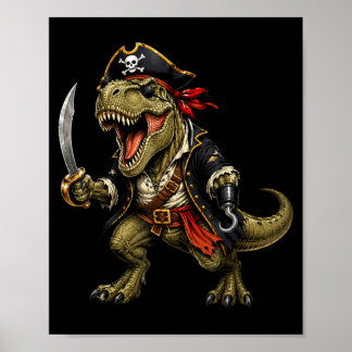 Pirate dinosaur dino trex halloween costume funny poster