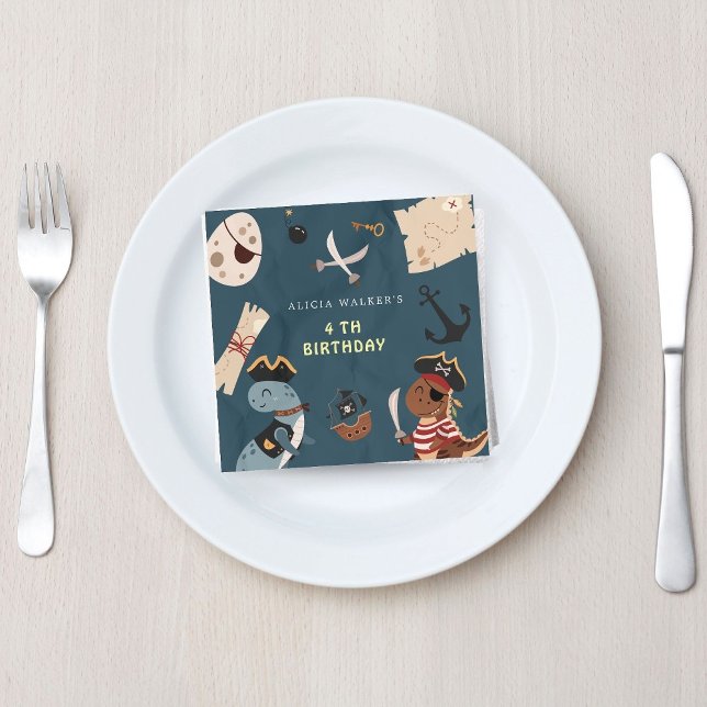 Pirate Dinosaur Party Animals Kids Birthday Napkins (Creator Uploaded)