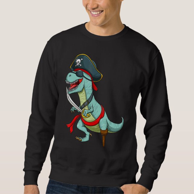 Pirate Dinosaur Rex  Tyrannosaurus Halloween Costu Sweatshirt (Front)