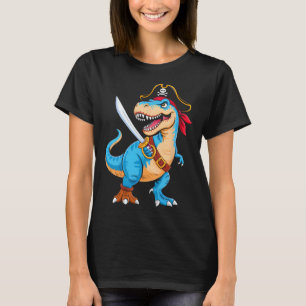 Pirate Dinosaur T Rex Boys Kids Funny Halloween Co T-Shirt