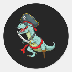 Pirate Dinosaur T Rex Fun Tyrannosaurus Halloween Classic Round Sticker