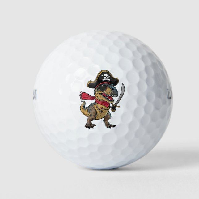 Pirate Dinosaur T-Rex Funny Halloween Costume Golf Balls (Front)
