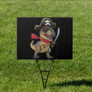 Pirate Dinosaur T-Rex Funny Halloween Costume Sign
