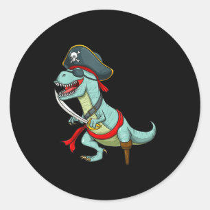 Pirate Dinosaur T Rex Funny Tyrannosaurus Hallowee Classic Round Sticker