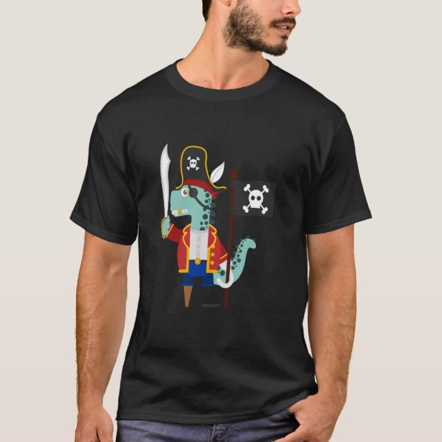 Pirate Dinosaur Tyrannosaurus Halloween Costume T-Shirt (Front)