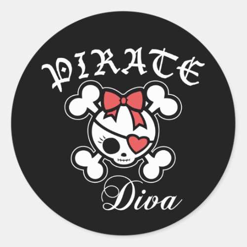 Pirate Diva Classic Round Sticker