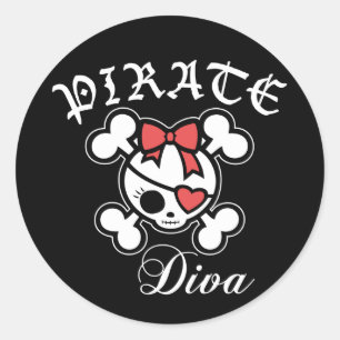 Pirate Diva Classic Round Sticker
