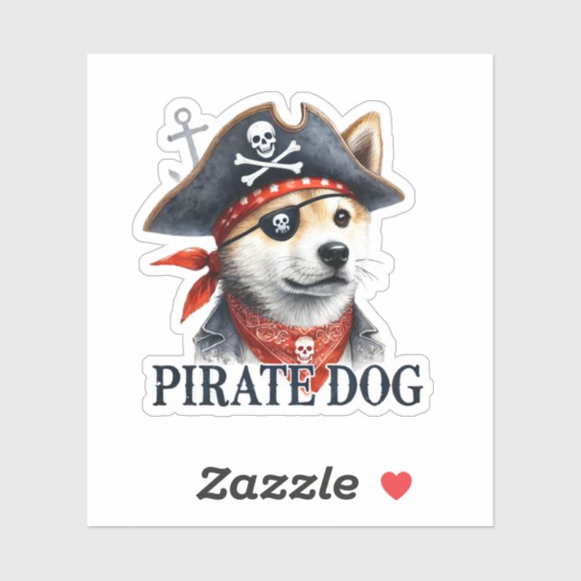 Pirate Dog - Digital Watercolor  Sticker (Sheet)