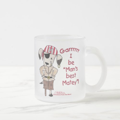 Pirate Dog Mans Best Matey Frosted Glass Coffee Mug
